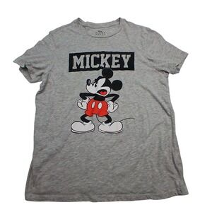 Disney Mickey Mouse Graphic‎ T Shirt Gray Short Sleeve XL Cotton Blend